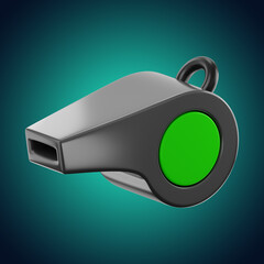 Premium soccer football whistle icon 3d rendering on isolated background