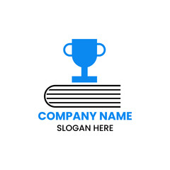 Trophy Book Logo Design Concept With Book and Trophy Icon Template