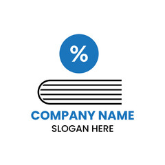 Sale Book Logo Design Concept With Book and Parentage Icon Template