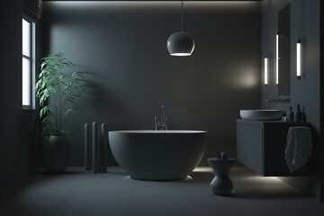 Obraz na płótnie Canvas modern bathroom dark light interior design