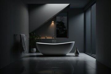 Obraz na płótnie Canvas modern bathroom dark light interior design