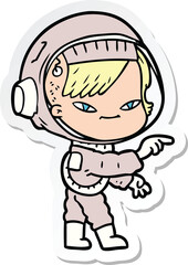Obraz premium sticker of a cartoon astronaut woman
