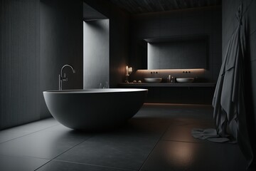 Naklejka na ściany i meble modern bathroom dark light interior design