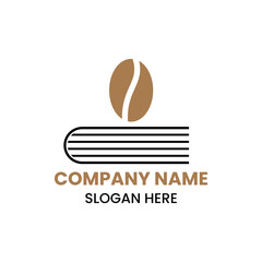 Coffee Book Logo Design Concept With Book and Coffee Icon Template