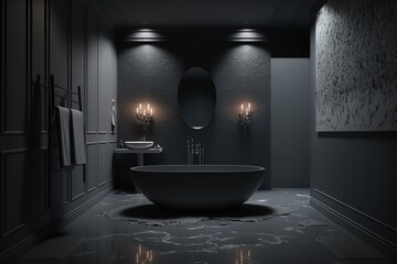 Naklejka na ściany i meble modern bathroom dark light interior design