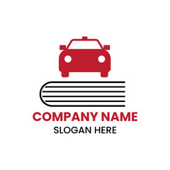 Car Book Logo Design Concept With Book and Car Icon Template