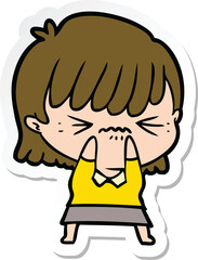 sticker of a annoyed cartoon girl