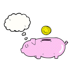 thought bubble cartoon piggy bank