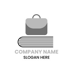 Bag Book Logo Design Concept With Book and Bag Icon Template