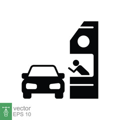 Drive through glyph icon. Simple solid style symbol can be used for web, mobile, ui design. Thru, window, car, restaurant, shop concept. Vector illustration isolated on white background. EPS 10.