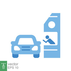 Drive through coloured icon. Simple flat style symbol can be used for web, mobile, ui design. Thru, window, car, restaurant, shop concept. Vector illustration isolated on white background. EPS 10.