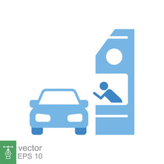 Drive through coloured icon. Simple flat style symbol can be used for web, mobile, ui design. Thru, window, car, restaurant, shop concept. Vector illustration isolated on white background. EPS 10.