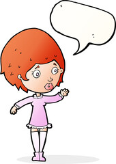 cartoon pretty woman with speech bubble
