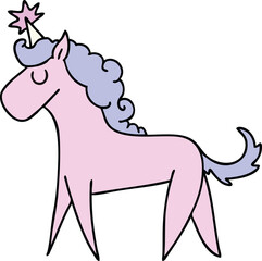 quirky hand drawn cartoon unicorn