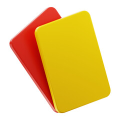 Premium soccer football red and yellow card icon 3d rendering on isolated background
