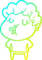 cold gradient line drawing cartoon man singing