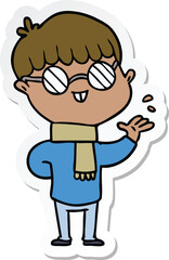 sticker of a cartoon boy wearing spectacles