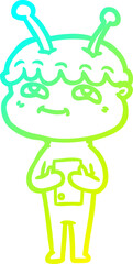 cold gradient line drawing friendly cartoon spaceman
