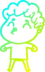 cold gradient line drawing cartoon man pouting