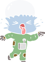 weird flat color style cartoon alien pointing