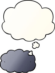 cartoon cloud and thought bubble in smooth gradient style