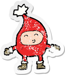 retro distressed sticker of a cartoon funny christmas character