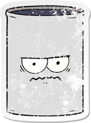 distressed sticker of a cartoon oil drum