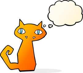 cartoon cat with thought bubble