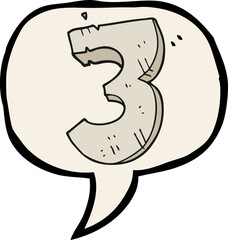 speech bubble cartoon stone number three