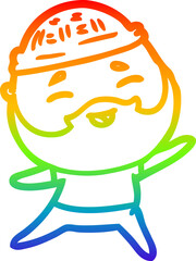 rainbow gradient line drawing cartoon happy bearded man