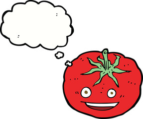 cartoon tomato with thought bubble