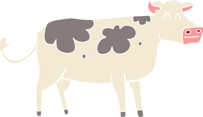 flat color illustration of a cartoon cow