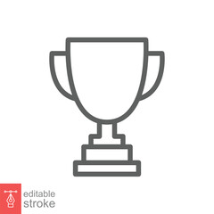 Trophy line icon. Simple outline style for app and web design element. Winner, award, cup, champ, contest, prize, won concept. Vector illustration isolated on white background. Editable stroke EPS 10.