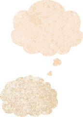 cartoon cloud and thought bubble in retro textured style