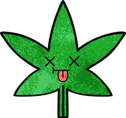 retro grunge texture cartoon marijuana leaf