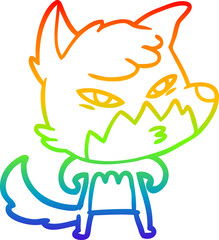 rainbow gradient line drawing clever cartoon fox