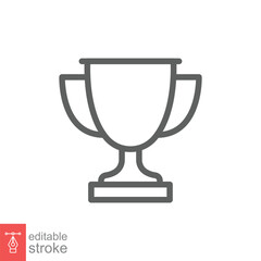 Trophy line icon. Simple outline style for app and web design element. Winner, award, cup, champ, contest, prize, won concept. Vector illustration isolated on white background. Editable stroke EPS 10.