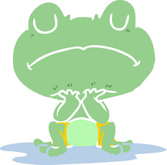 flat color style cartoon frog in puddle