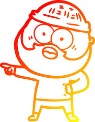 warm gradient line drawing cartoon bearded man