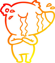 warm gradient line drawing cartoon crying polar bear