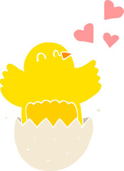 cute hatching chick flat color style cartoon
