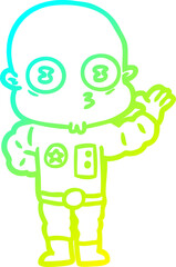 cold gradient line drawing waving weird bald spaceman