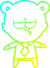 cold gradient line drawing bear boss cartoon
