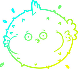 cold gradient line drawing cartoon puffer fish