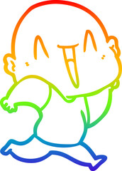 rainbow gradient line drawing happy cartoon bald man