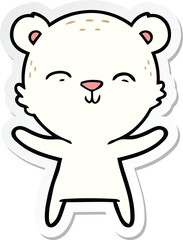 sticker of a happy cartoon polar bear