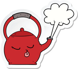 sticker of a cartoon boiling kettle