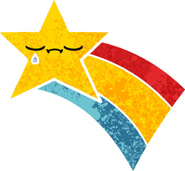 retro illustration style cartoon shooting rainbow star