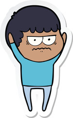 sticker of a cartoon annoyed man
