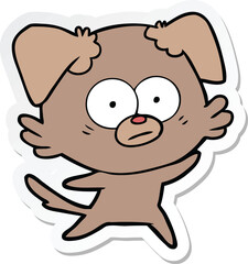 sticker of a nervous dog cartoon